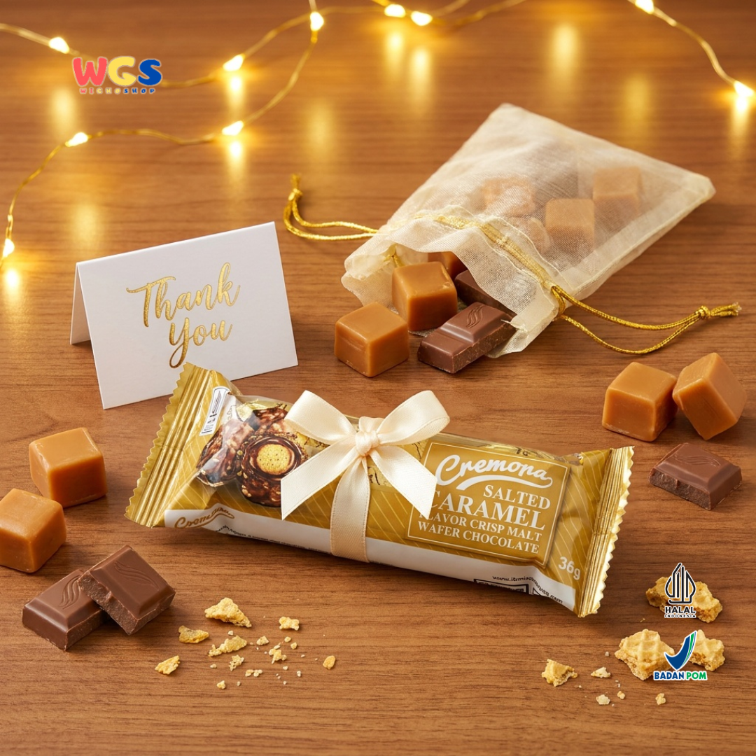 Cremona Salted Caramel Crisp Malt Wafer Chocolate 36g - Cokelat Wafer Karamel Asin