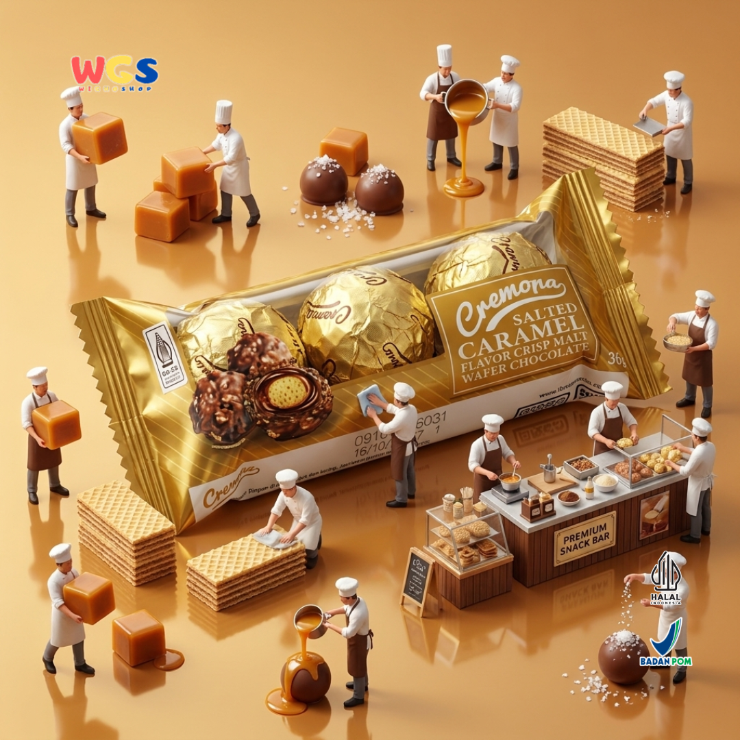 Cremona Salted Caramel Crisp Malt Wafer Chocolate 36g - Cokelat Wafer Karamel Asin