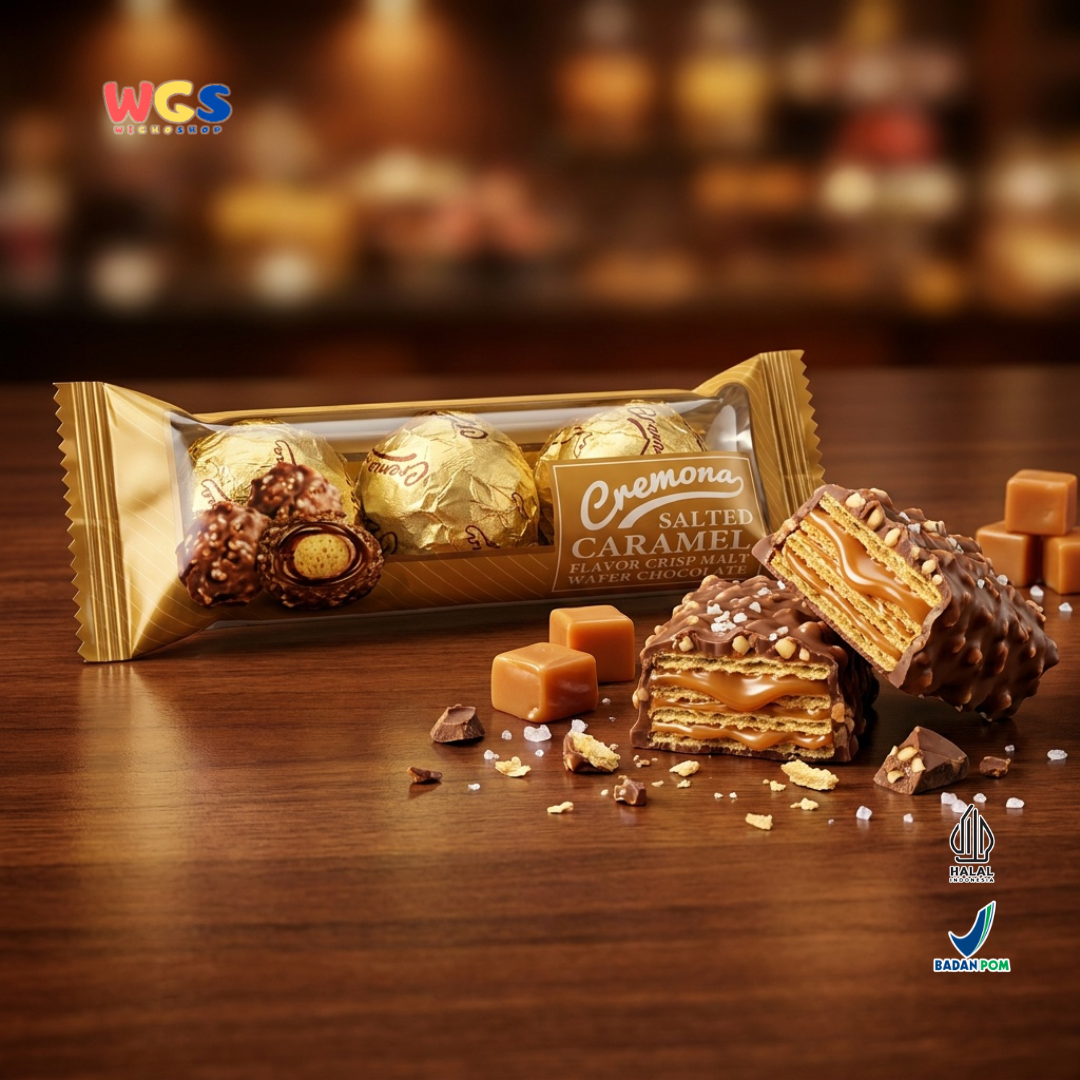 Cremona Salted Caramel Crisp Malt Wafer Chocolate 36g - Cokelat Wafer Karamel Asin