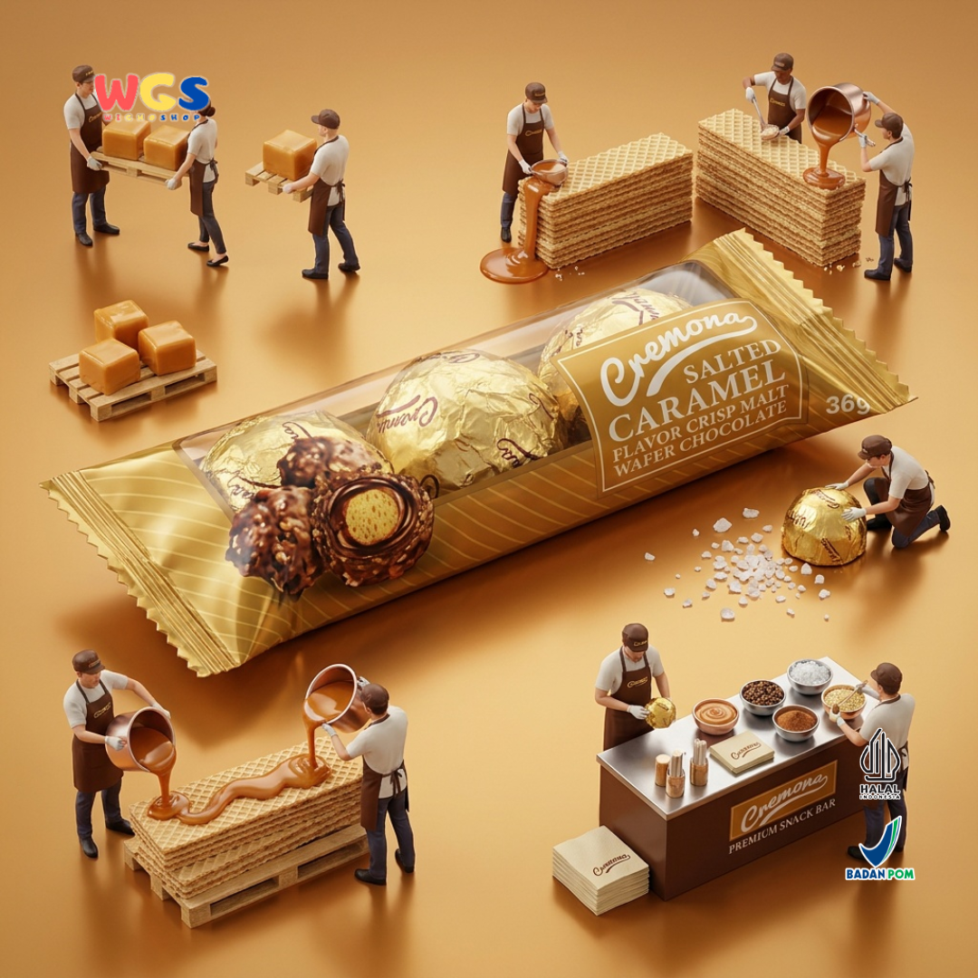 Cremona Salted Caramel Crisp Malt Wafer Chocolate 36g - Cokelat Wafer Karamel Asin