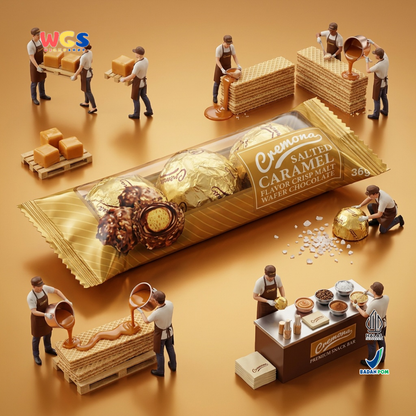 Cremona Salted Caramel Crisp Malt Wafer Chocolate 36g - Cokelat Wafer Karamel Asin