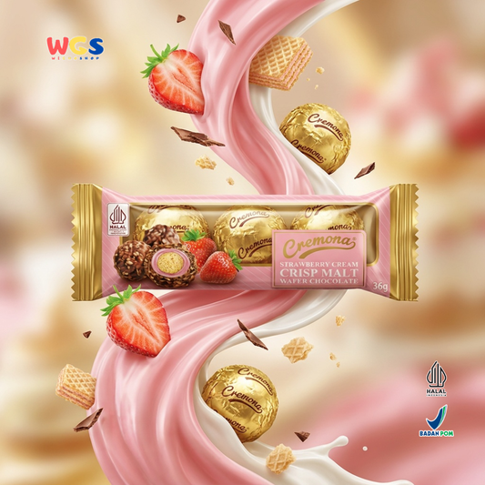 Cremona Strawberry Cream Crisp Malt Wafer Chocolate 36g - Cokelat Wafer Stroberi Isi 3