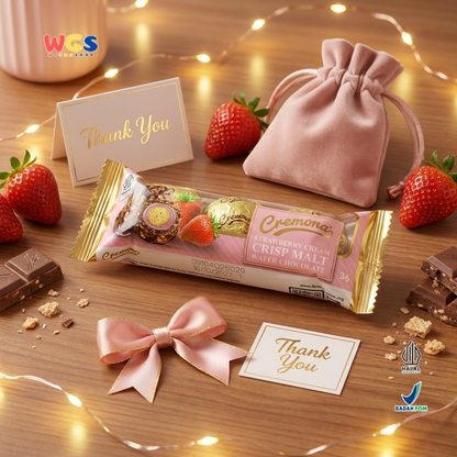 Cremona Strawberry Cream Crisp Malt Wafer Chocolate 36g - Cokelat Wafer Stroberi Isi 3