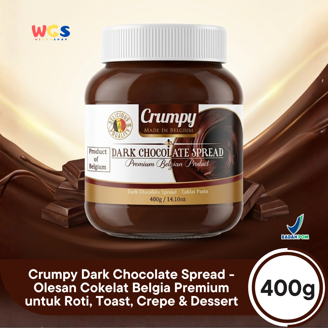 Crumpy Dark Chocolate Spread 400g – Premium Belgian Chocolate Spread with Authentic Dark Chocolate Flavor