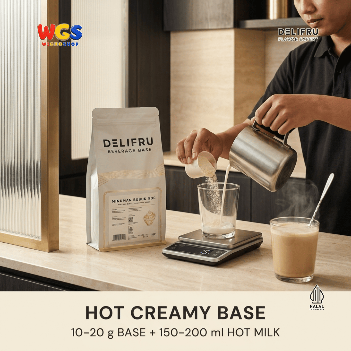 DELIFRU Beverage Base NDC 1kg - Bubuk Non Dairy Creamer Krimer Nabati untuk Kopi Milk Tea Boba Frappe Halal