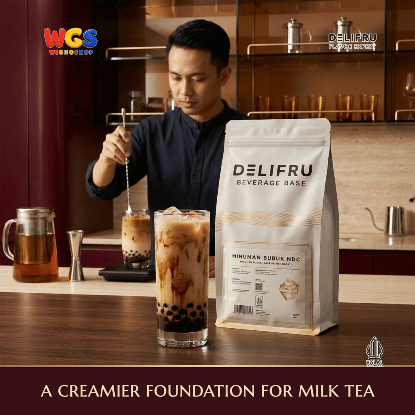 DELIFRU Beverage Base NDC 1kg - Bubuk Non Dairy Creamer Krimer Nabati untuk Kopi Milk Tea Boba Frappe Halal
