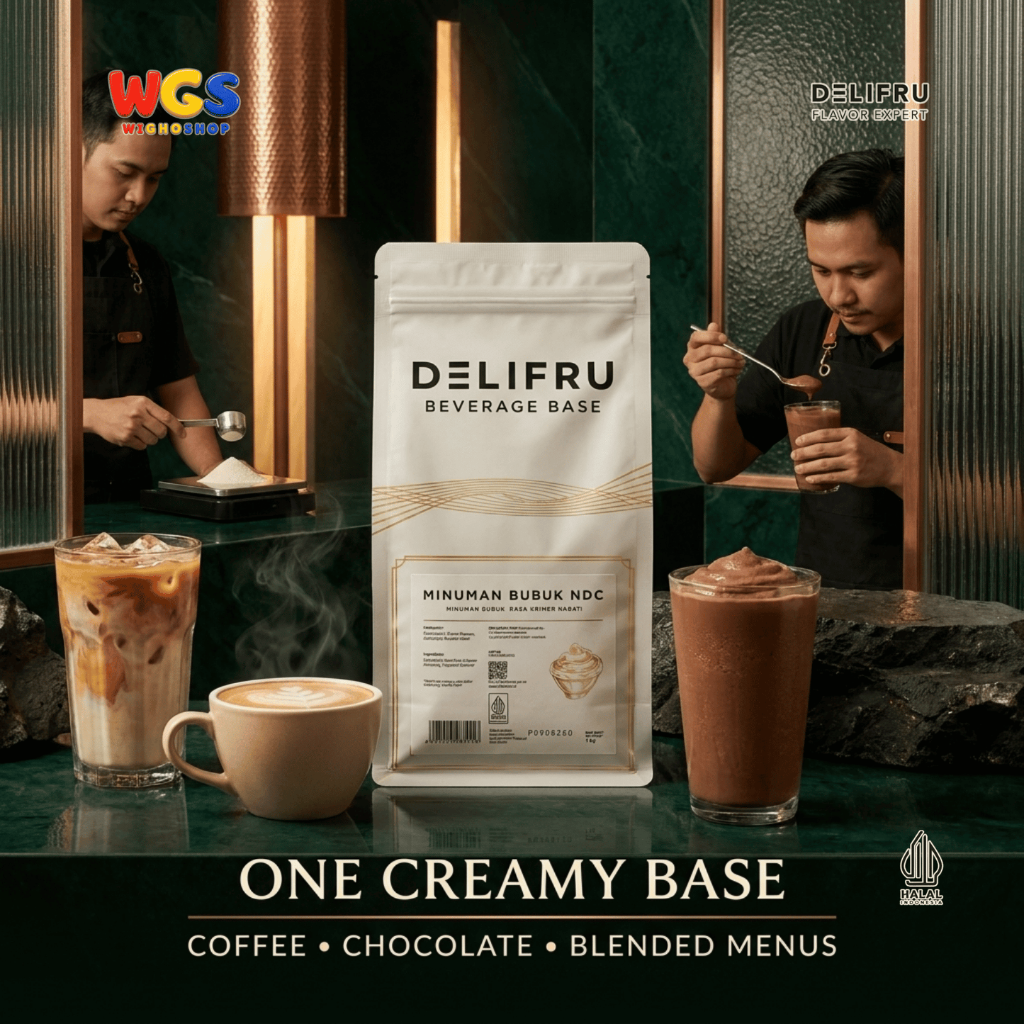 DELIFRU Beverage Base NDC 1kg - Bubuk Non Dairy Creamer Krimer Nabati untuk Kopi Milk Tea Boba Frappe Halal