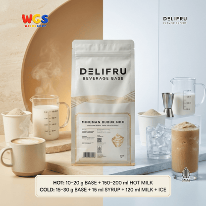 DELIFRU Beverage Base NDC 1kg - Bubuk Non Dairy Creamer Krimer Nabati untuk Kopi Milk Tea Boba Frappe Halal