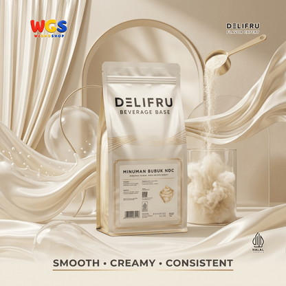 DELIFRU Beverage Base NDC 1kg - Bubuk Non Dairy Creamer Krimer Nabati untuk Kopi Milk Tea Boba Frappe Halal