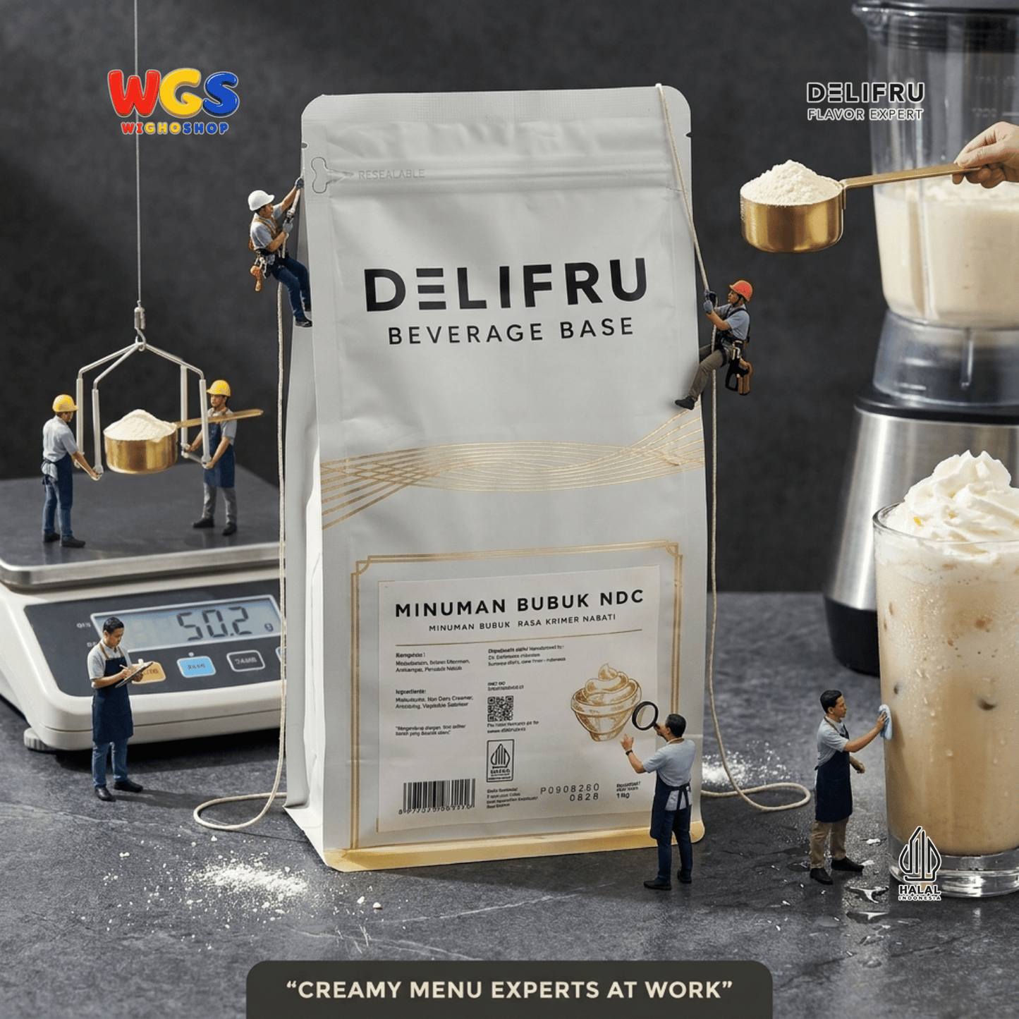 DELIFRU Beverage Base NDC 1kg - Bubuk Non Dairy Creamer Krimer Nabati untuk Kopi Milk Tea Boba Frappe Halal
