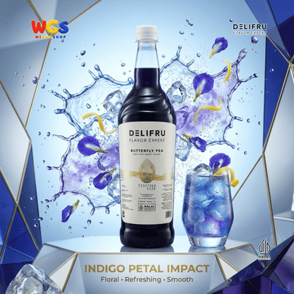 DELIFRU Butterfly Pea Syrup 1 Liter - Sirup Bunga Telang untuk Mocktail Soda Lemonade Iced Tea Minuman Cafe Halal