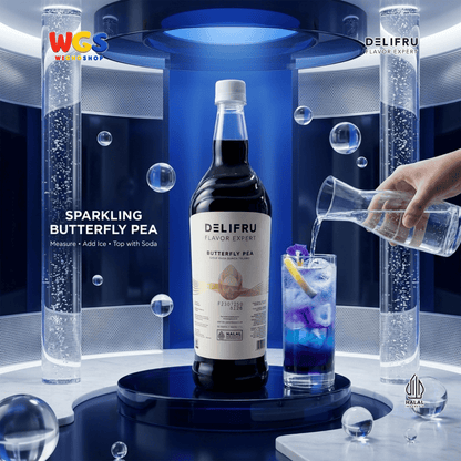 DELIFRU Butterfly Pea Syrup 1 Liter - Sirup Bunga Telang untuk Mocktail Soda Lemonade Iced Tea Minuman Cafe Halal