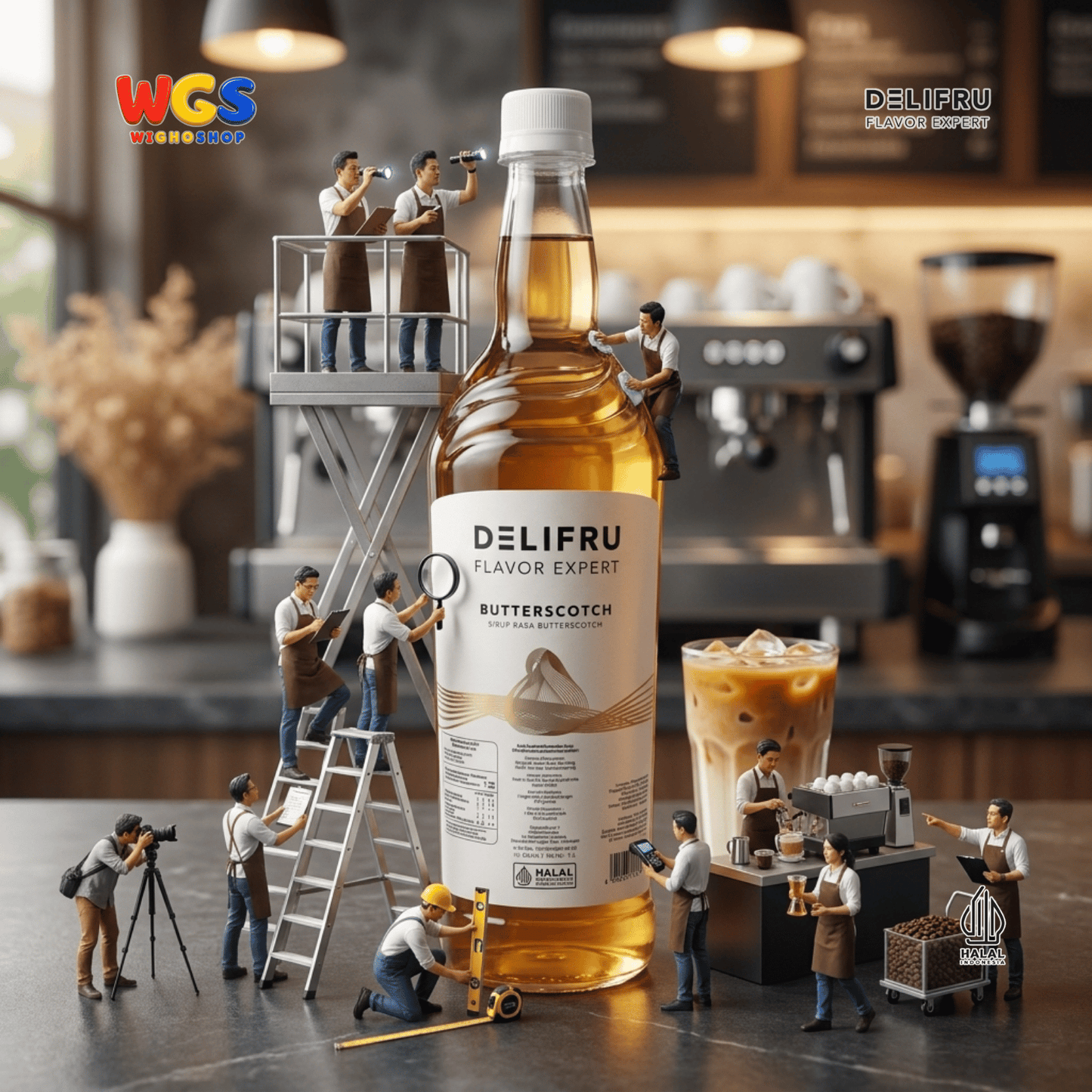 DELIFRU Butterscotch Syrup 1 Liter - Sirup Kopi Rasa Butter Caramel untuk Latte, Frappe, Milkshake & Dessert Halal