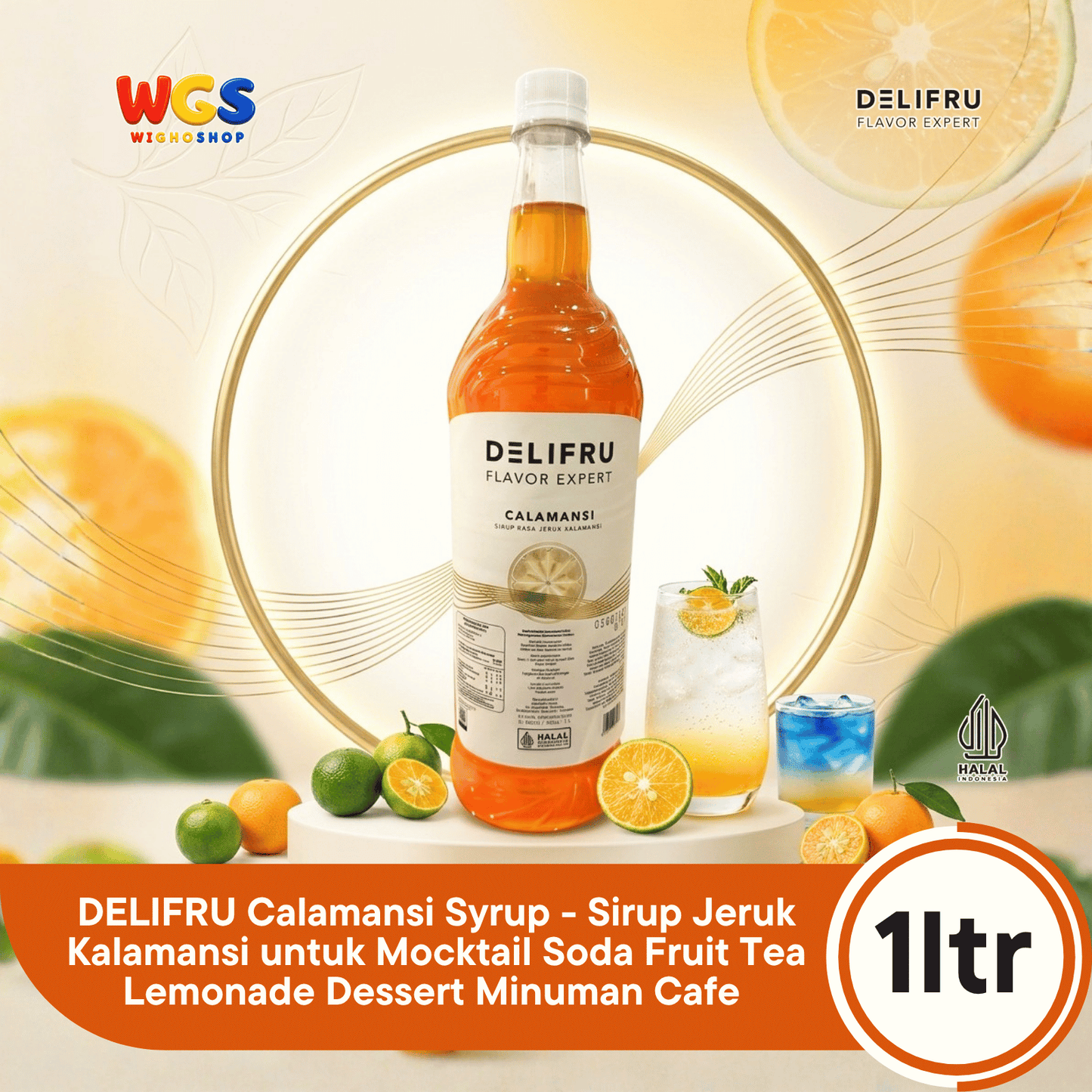 DELIFRU Calamansi Syrup 1 Liter - Sirup Jeruk Kalamansi untuk Mocktail Soda Iced Tea Minuman Cafe Halal