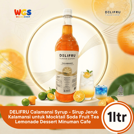 DELIFRU Calamansi Syrup 1 Liter - Sirup Jeruk Kalamansi untuk Mocktail Soda Iced Tea Minuman Cafe Halal