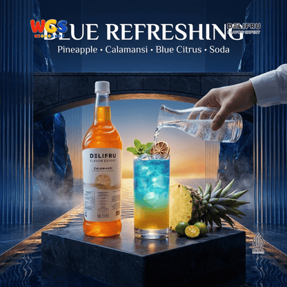 DELIFRU Calamansi Syrup 1 Liter - Sirup Jeruk Kalamansi untuk Mocktail Soda Iced Tea Minuman Cafe Halal