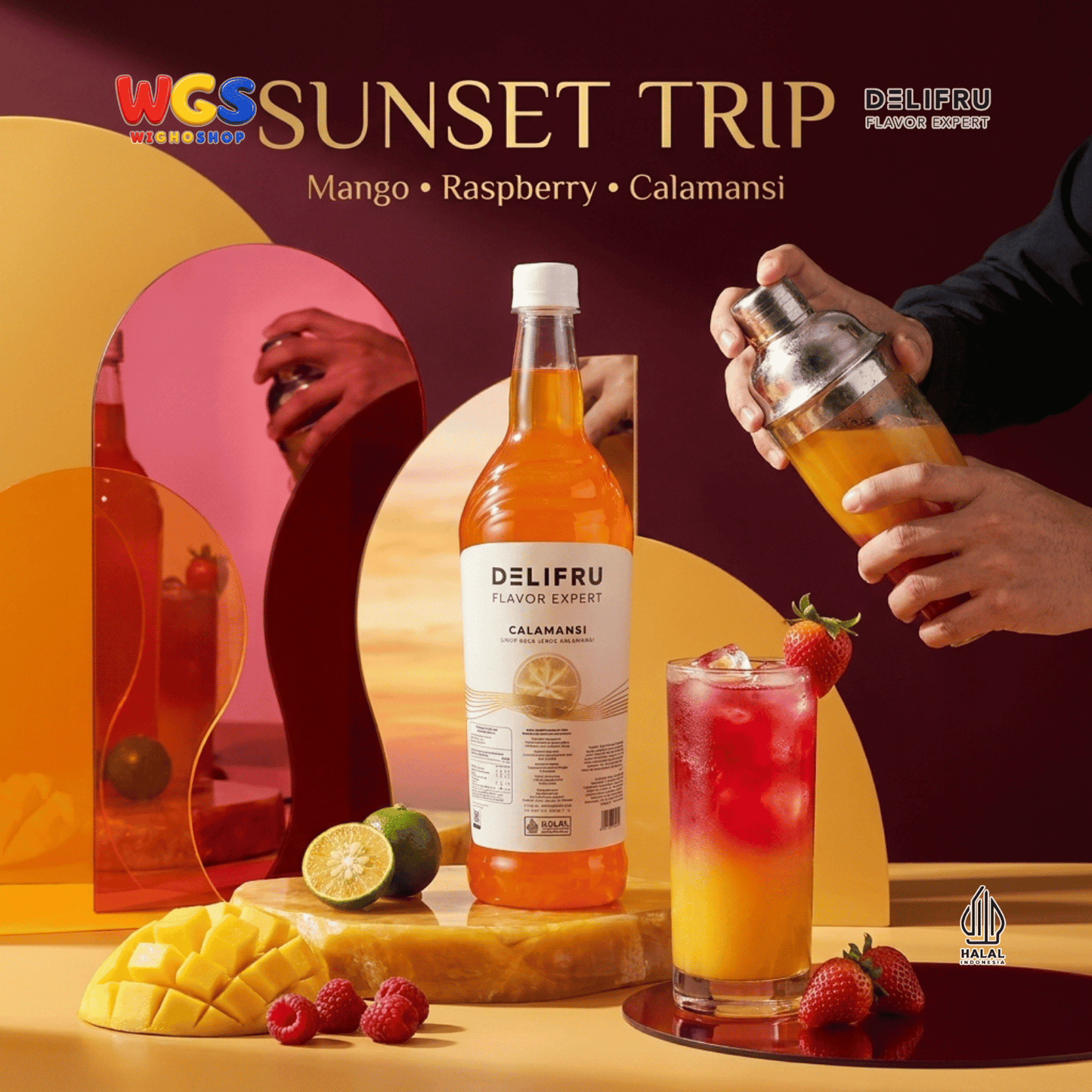 DELIFRU Calamansi Syrup 1 Liter - Sirup Jeruk Kalamansi untuk Mocktail Soda Iced Tea Minuman Cafe Halal