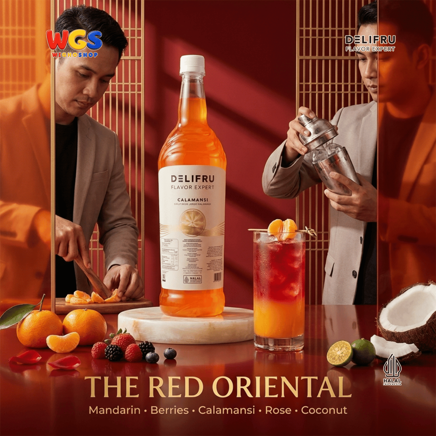 DELIFRU Calamansi Syrup 1 Liter - Sirup Jeruk Kalamansi untuk Mocktail Soda Iced Tea Minuman Cafe Halal