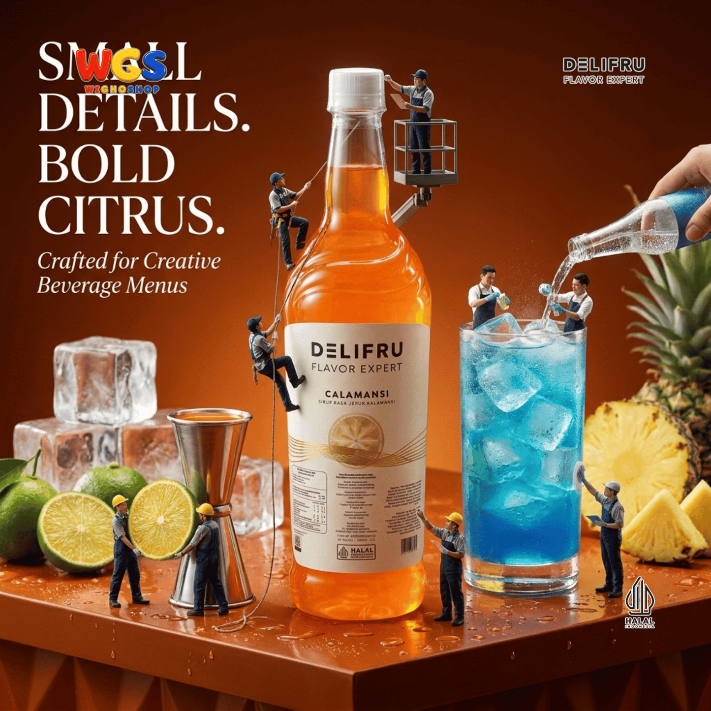 DELIFRU Calamansi Syrup 1 Liter - Sirup Jeruk Kalamansi untuk Mocktail Soda Iced Tea Minuman Cafe Halal