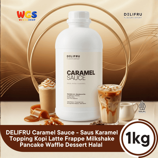 DELIFRU Caramel Sauce 1kg - Saus Karamel Topping Kopi Latte Frappe Es Krim Pancake Dessert Minuman Cafe Halal