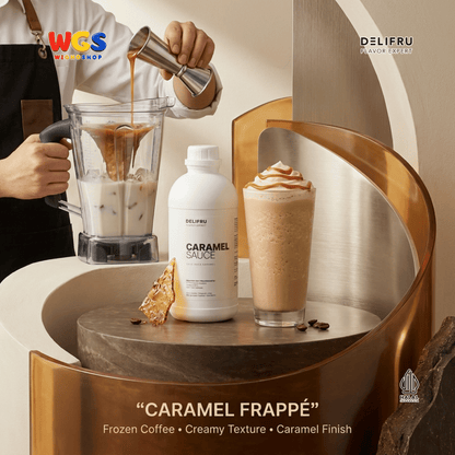 DELIFRU Caramel Sauce 1kg - Saus Karamel Topping Kopi Latte Frappe Es Krim Pancake Dessert Minuman Cafe Halal