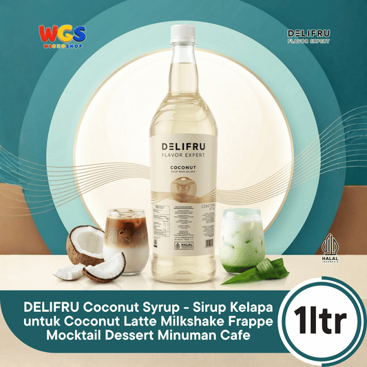 DELIFRU Coconut Syrup 1 Liter - Sirup Kelapa untuk Es Kelapa, Kopi, Latte, Milk Tea, Mocktail & Dessert Halal