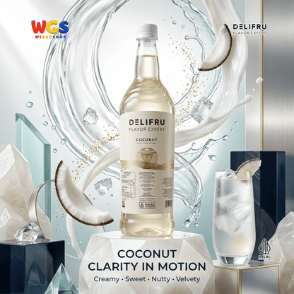 DELIFRU Coconut Syrup 1 Liter - Sirup Kelapa untuk Es Kelapa, Kopi, Latte, Milk Tea, Mocktail & Dessert Halal