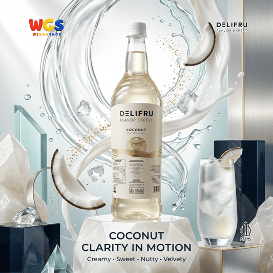 DELIFRU Coconut Syrup 1 Liter - Sirup Kelapa untuk Es Kelapa, Kopi, Latte, Milk Tea, Mocktail & Dessert Halal
