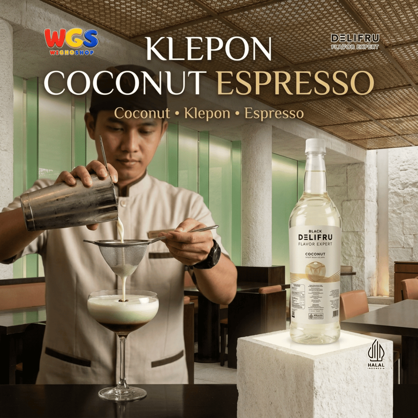 DELIFRU Coconut Syrup 1 Liter - Sirup Kelapa untuk Es Kelapa, Kopi, Latte, Milk Tea, Mocktail & Dessert Halal