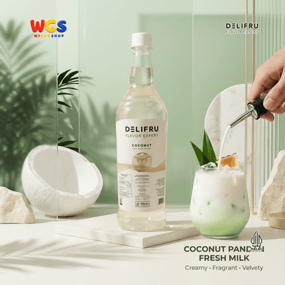DELIFRU Coconut Syrup 1 Liter - Sirup Kelapa untuk Es Kelapa, Kopi, Latte, Milk Tea, Mocktail & Dessert Halal