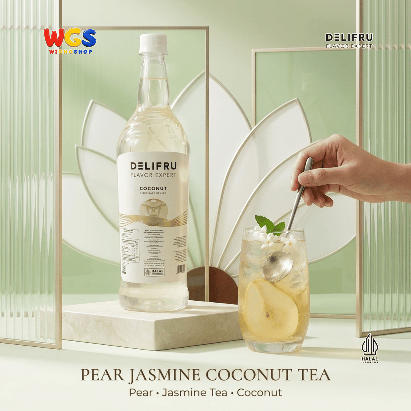 DELIFRU Coconut Syrup 1 Liter - Sirup Kelapa untuk Es Kelapa, Kopi, Latte, Milk Tea, Mocktail & Dessert Halal