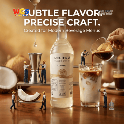 DELIFRU Coconut Syrup 1 Liter - Sirup Kelapa untuk Es Kelapa, Kopi, Latte, Milk Tea, Mocktail & Dessert Halal
