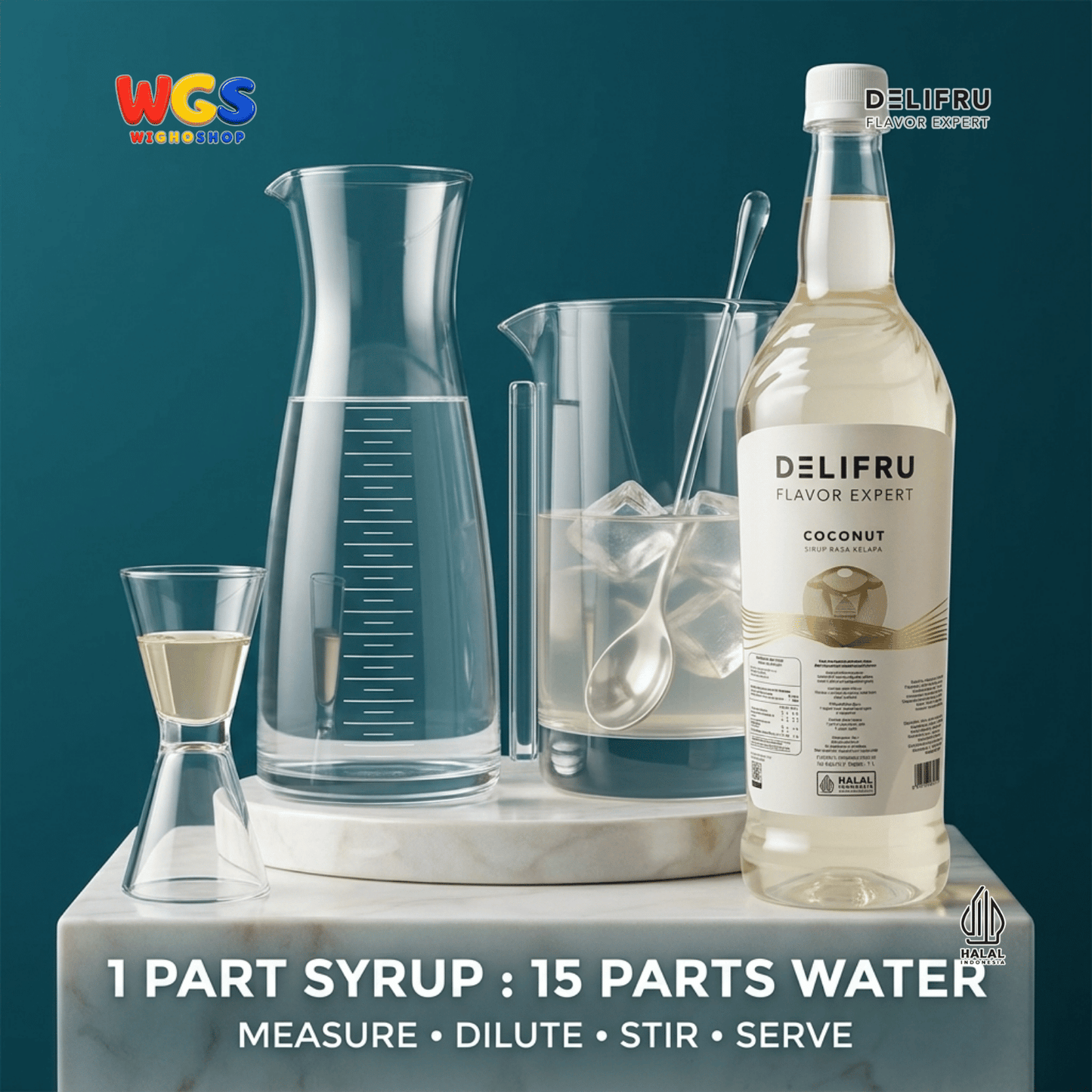 DELIFRU Coconut Syrup 1 Liter - Sirup Kelapa untuk Es Kelapa, Kopi, Latte, Milk Tea, Mocktail & Dessert Halal