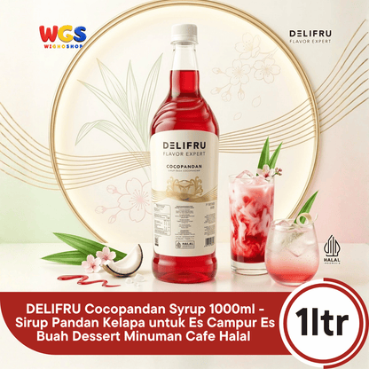 DELIFRU Cocopandan Syrup 1 Liter - Sirup Pandan Kelapa untuk Es Campur Cendol Es Teler Soda Minuman Cafe Dessert Halal
