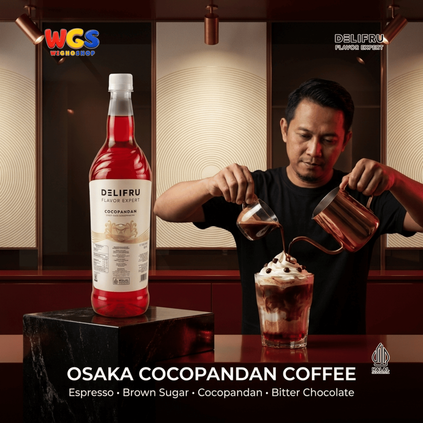 DELIFRU Cocopandan Syrup 1 Liter - Sirup Pandan Kelapa untuk Es Campur Cendol Es Teler Soda Minuman Cafe Dessert Halal