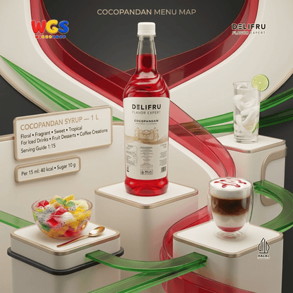 DELIFRU Cocopandan Syrup 1 Liter - Sirup Pandan Kelapa untuk Es Campur Cendol Es Teler Soda Minuman Cafe Dessert Halal