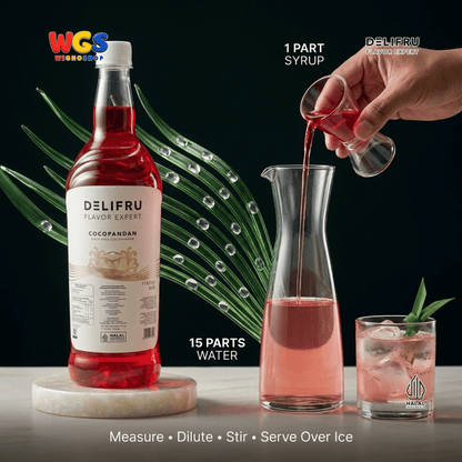 DELIFRU Cocopandan Syrup 1 Liter - Sirup Pandan Kelapa untuk Es Campur Cendol Es Teler Soda Minuman Cafe Dessert Halal