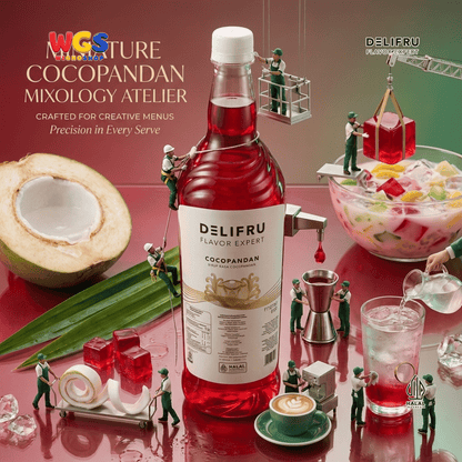 DELIFRU Cocopandan Syrup 1 Liter - Sirup Pandan Kelapa untuk Es Campur Cendol Es Teler Soda Minuman Cafe Dessert Halal