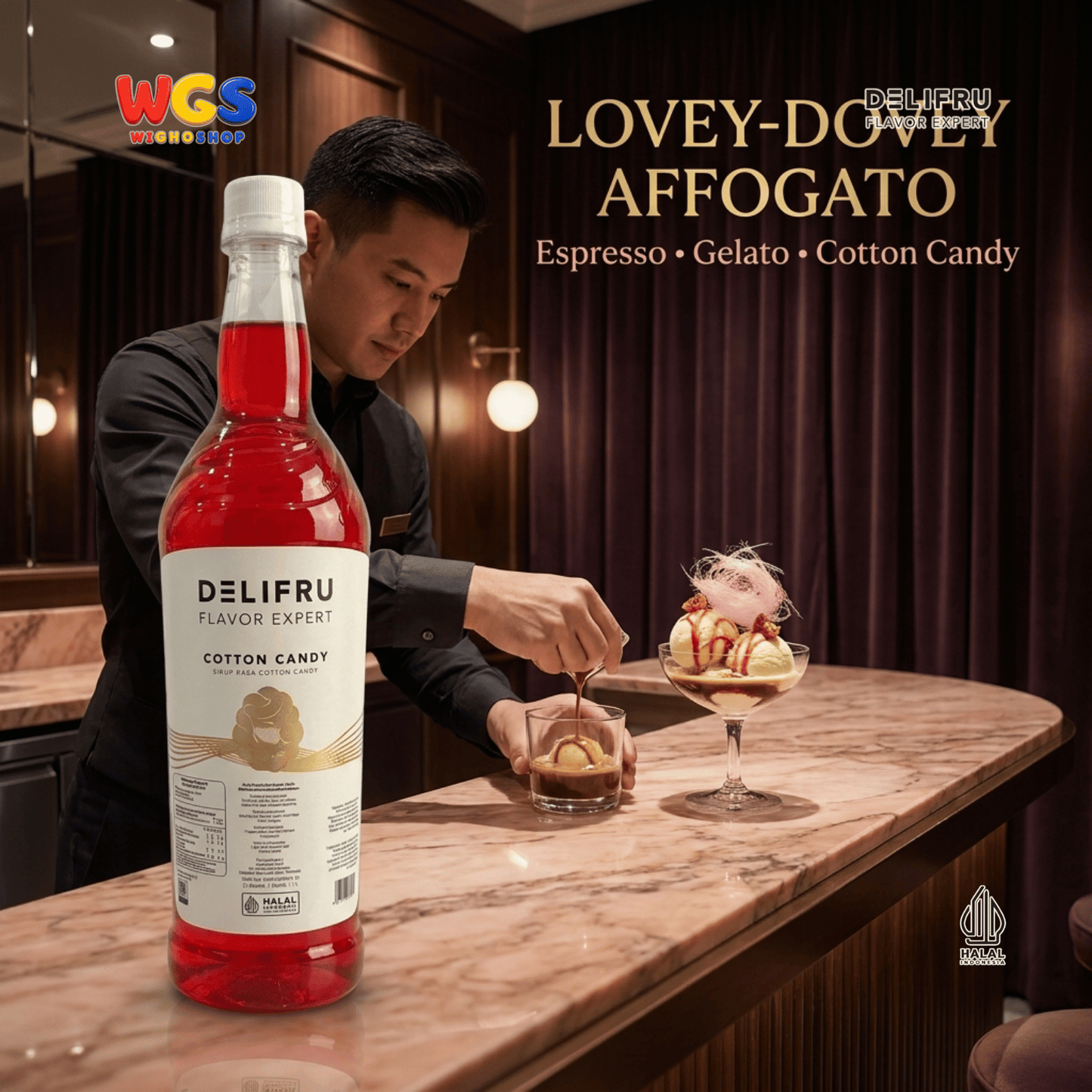 DELIFRU Cotton Candy Syrup 1 Liter - Sirup Permen Kapas untuk Mocktail Soda Milkshake Frappe Dessert Minuman Cafe Halal