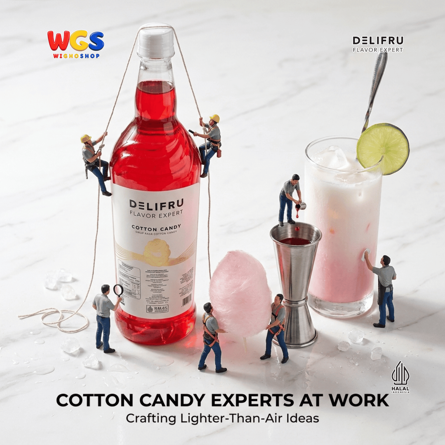 DELIFRU Cotton Candy Syrup 1 Liter - Sirup Permen Kapas untuk Mocktail Soda Milkshake Frappe Dessert Minuman Cafe Halal