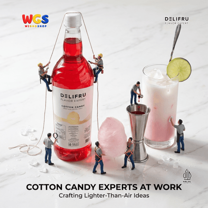 DELIFRU Cotton Candy Syrup 1 Liter - Sirup Permen Kapas untuk Mocktail Soda Milkshake Frappe Dessert Minuman Cafe Halal