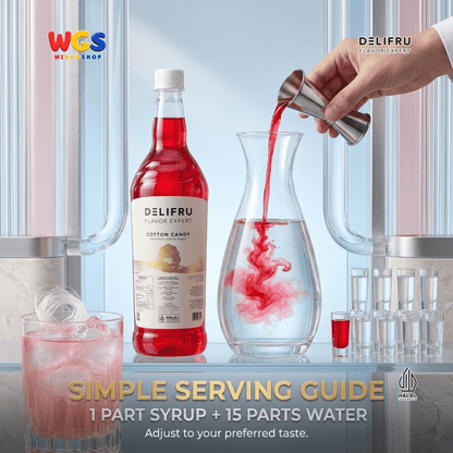 DELIFRU Cotton Candy Syrup 1 Liter - Sirup Permen Kapas untuk Mocktail Soda Milkshake Frappe Dessert Minuman Cafe Halal