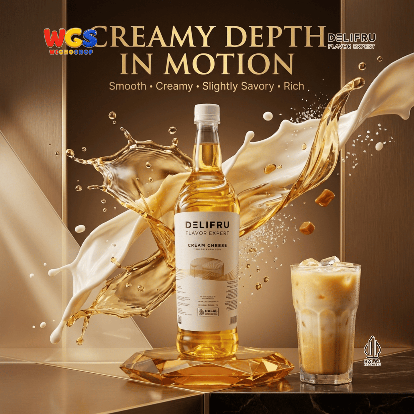 DELIFRU Cream Cheese Syrup 1 Liter - Sirup Krim Keju untuk Kopi Latte Frappe Milkshake Mocktail Minuman Cafe Halal