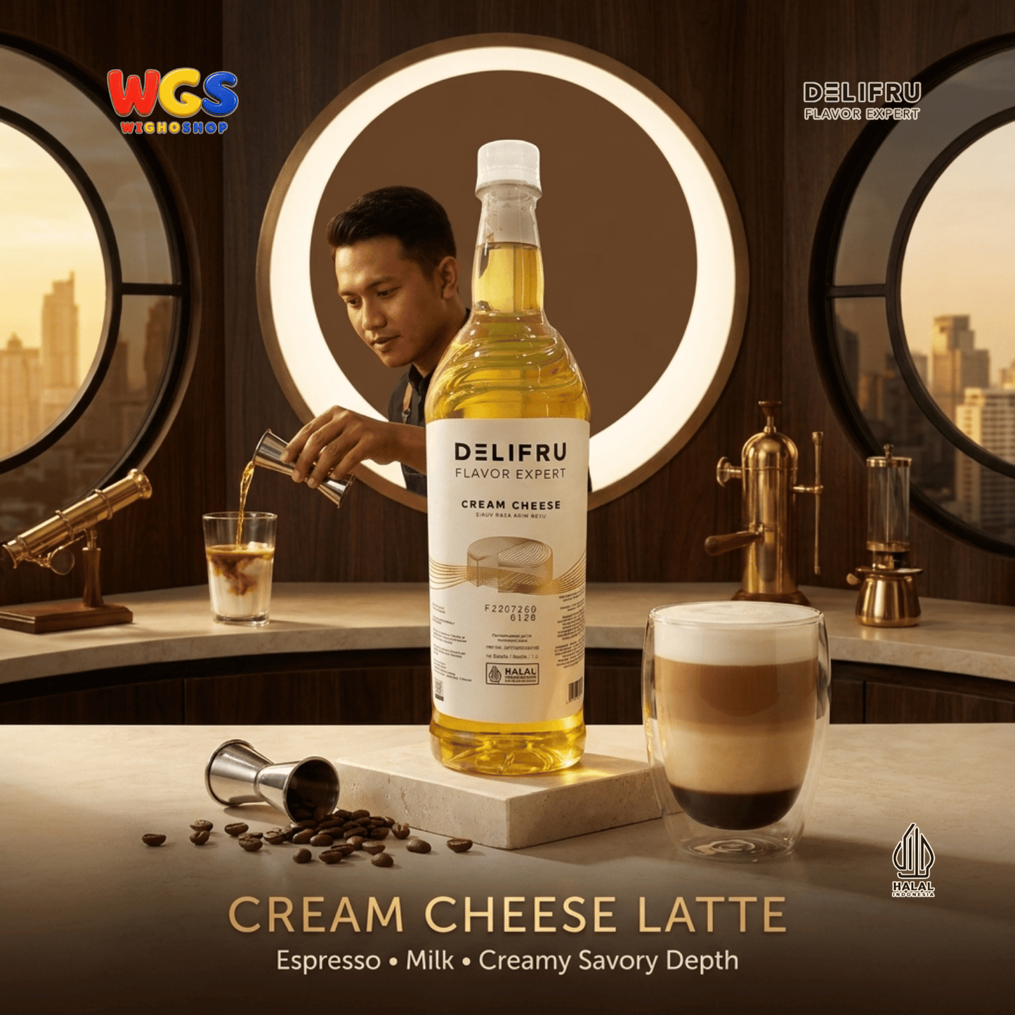 DELIFRU Cream Cheese Syrup 1 Liter - Sirup Krim Keju untuk Kopi Latte Frappe Milkshake Mocktail Minuman Cafe Halal