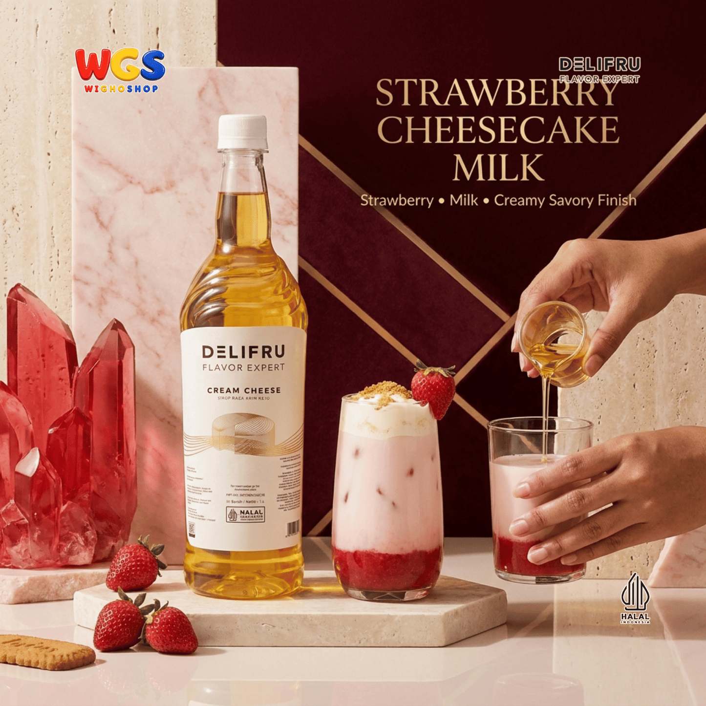 DELIFRU Cream Cheese Syrup 1 Liter - Sirup Krim Keju untuk Kopi Latte Frappe Milkshake Mocktail Minuman Cafe Halal