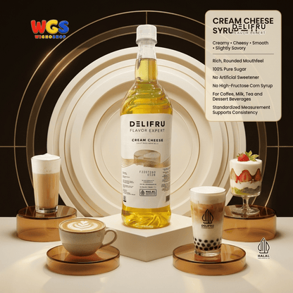 DELIFRU Cream Cheese Syrup 1 Liter - Sirup Krim Keju untuk Kopi Latte Frappe Milkshake Mocktail Minuman Cafe Halal
