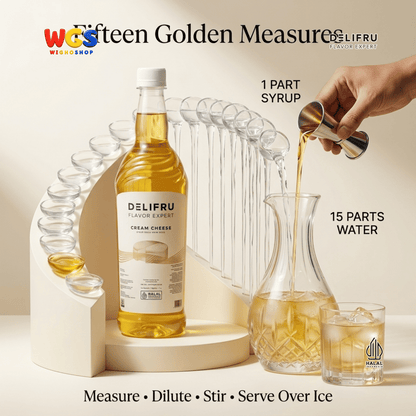DELIFRU Cream Cheese Syrup 1 Liter - Sirup Krim Keju untuk Kopi Latte Frappe Milkshake Mocktail Minuman Cafe Halal