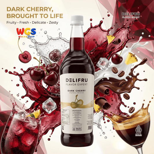 DELIFRU Dark Cherry Syrup 1 Liter - Sirup Ceri Hitam untuk Mocktail Soda Iced Tea Lemonade Minuman Cafe Dessert Halal