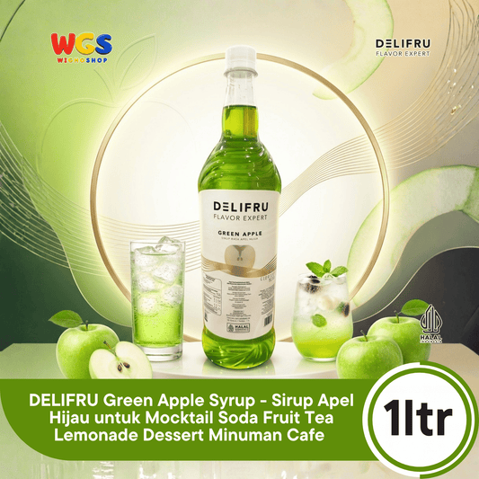 DELIFRU Green Apple Syrup 1 Liter - Sirup Apel Hijau untuk Mocktail Soda Fruit Tea Lemonade Dessert Minuman Cafe