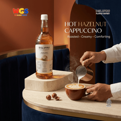 DELIFRU Hazelnut Syrup 1 Liter - Sirup Kacang Hazel untuk Kopi Latte Iced Coffee Milkshake Frappe Mocha Dessert Cafe Halal